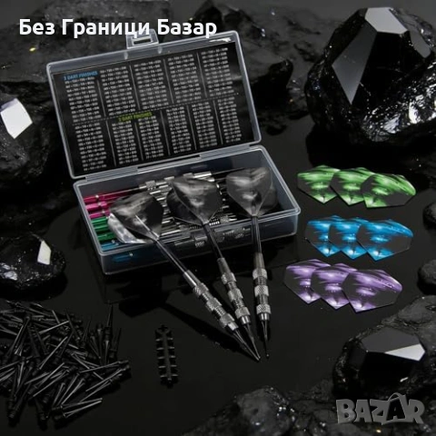 Нов Комплект 12 софт тип дартс 17г с калъф и 40 резервни върха за електронна мишена, снимка 4 - Други спортове - 54129282