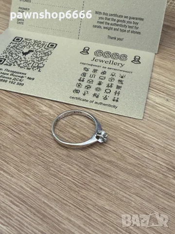 Пръстен 9К бяло злато 375 с 7 естествени брилянта 0.10 ct, 1.93 г,, снимка 10 - Пръстени - 55433061