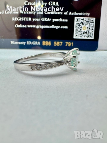 Сребърен пръстен с мойсанит (Диамант) 1 карат, снимка 7 - Пръстени - 53991553