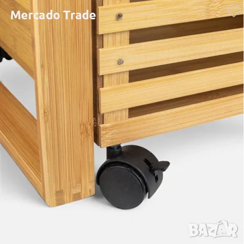 Декоративен шкаф - табуретка за съхранение Mercado Trade, Бамбук, Бежов , снимка 4 - Дивани и мека мебел - 55684199
