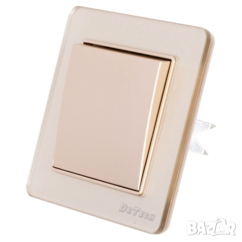 Единичен електрически ключ DeTech DE-6008-01, 10A, 250V, IP20, за вграждане, златист