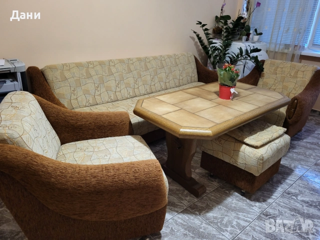 Холова гарнитура претапицирана, снимка 6 - Дивани и мека мебел - 54857755