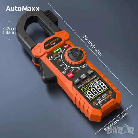 POROMETISTO CM02 Цифрови клещи 1000A 1000V True RMS Мултиметър AC/DC , снимка 6 - Клещи - 54049473