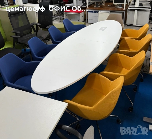 Висок клас конферентна маса + 9 дизайнерски стола (тип фотьойл) – като нови, снимка 4 - Маси - 54431780