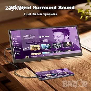 Prechen 12.3-инчов преносим сензорен вторичен монитор, HDMI, USBC, 1920 x 720, снимка 4 - Друга електроника - 54151859