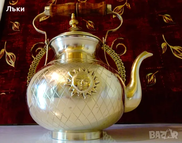 Бронзов чайник Слънце,1.1 кг.,2.8 литра. , снимка 3 - Антикварни и старинни предмети - 55666367