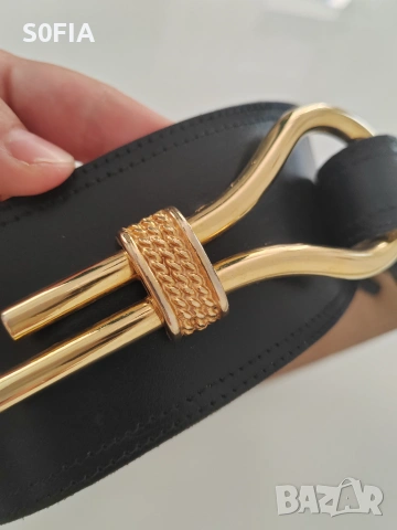  Emilio Carducci  75sm Италиански кожен колан със златна тока за талия , снимка 3 - Колани - 55098309