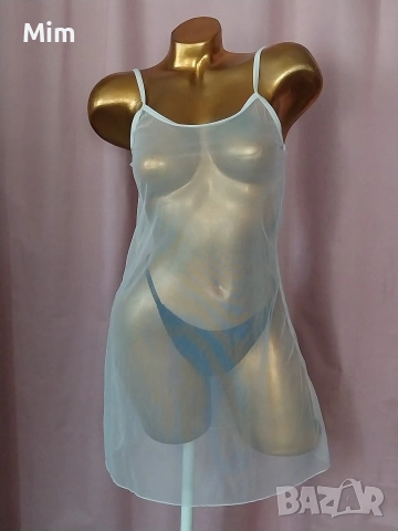 Female M Бяла ефирна нощница и черна прашка, снимка 2 - Бельо - 54673593
