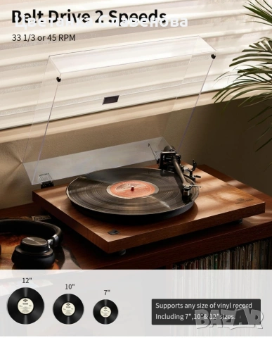 Грамофон, 5.0 Bluetooth домашен аудио плейър,механизъм с подвижна магнитна касета AT-3600L, снимка 3 - Грамофони - 53085979