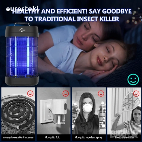 VIFLYKOO UV лампа против насекоми 18 W с UV резервна крушка, технологии за безопасност, светлина , снимка 5 - Градинска техника - 54494743