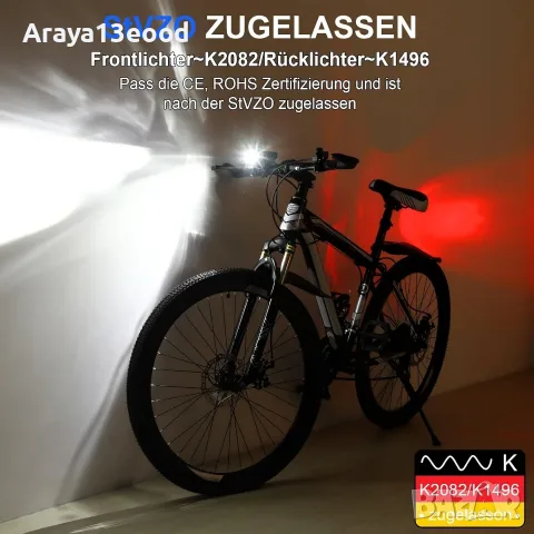 Toptrek USB акумулаторни светлини за велосипед – предна и задна, StVZO, 70 Lux, USB-C, снимка 2 - Аксесоари за велосипеди - 55623265