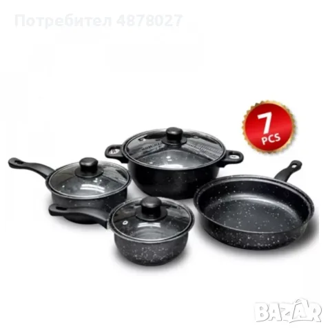 Комплект качествени тенджери от 7 части с незалепващо мраморно покритие.  ? Обновете своята кухня с , снимка 4 - Съдове за готвене - 55499070