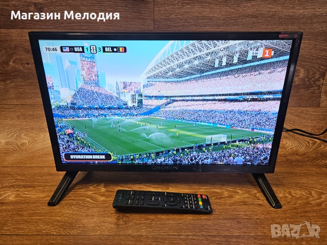 19" Телевизор Crown 19J110HD (19 инча) – Перфектен за кухня, каравана или камион, на 12V и 220V