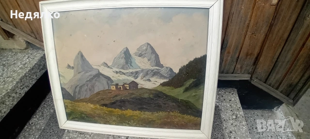 Стара картина,масло на фазер,J.Milora, снимка 3 - Антикварни и старинни предмети - 54168766