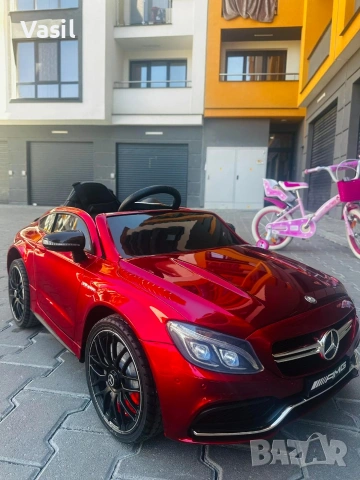 Детска Акумулаторна кола Mercedes Benz C63s AMG червена , снимка 2 - Коли, камиони, мотори, писти - 55181531