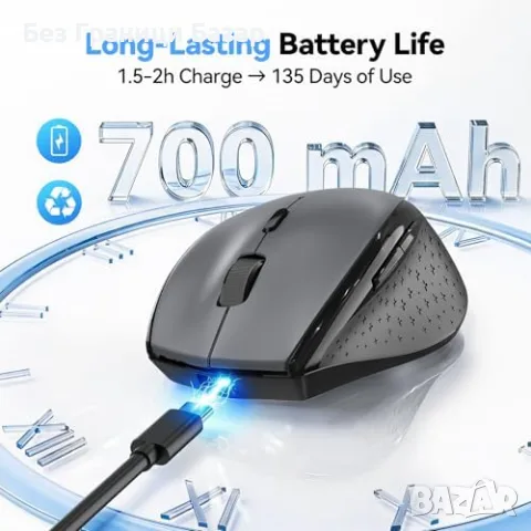 Нова Безжична мишка TECKNET PRO Tri-Mode, Bluetooth, USB-C адаптер, 700mAh, снимка 3 - Клавиатури и мишки - 55451293