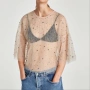 Zara размер М прозрачен топ с пайети, снимка 1