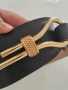  Emilio Carducci  75sm Италиански кожен колан със златна тока за талия , снимка 3