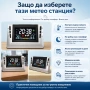 Електронна метеорологична станция с часовник термометър влагомер за дома офиса спалня температура, снимка 4