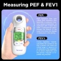 Пиков дебитомер Sonmol,Bluetooth,PEF и FEV1 за деца,възрастни,астма,ХОББ и други белодробни - нов, снимка 11