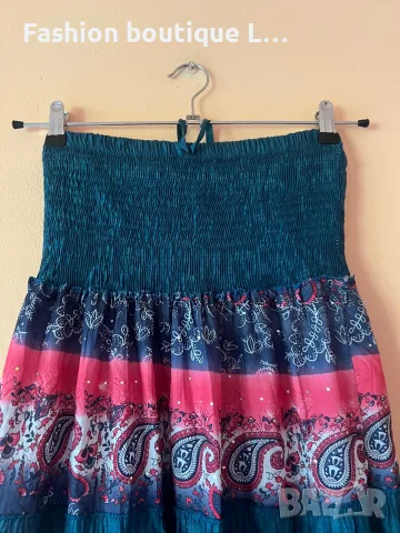 2.5 евро ефирна рокля в тъмно тюркоазен цвят с ластик на бюста 👗, снимка 3 - Рокли - 55365216