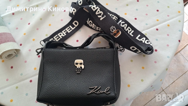Черна малка чанта Karl Lagerfeld , снимка 5 - Чанти - 54836584