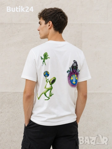 Off-White 👽 Регулар тениска Aliens — бяла, снимка 2 - Тениски - 55085329