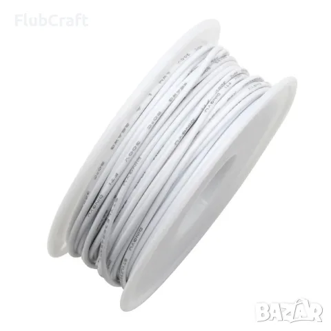 Проводник UL 1007, Ролка 20 Метра, 30 AWG, Бял