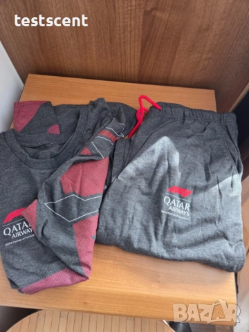 Комплект пижама Qatar Airways Бизнес Класа Formula 1 Pyjamas унисекс размер L червено сиво 2026