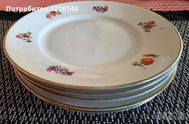 Порцеланови чинии със златен кант 5 броя на Lidköpings Porslinsfabrik (ALP), Sweden , снимка 2 - Чинии - 54052031