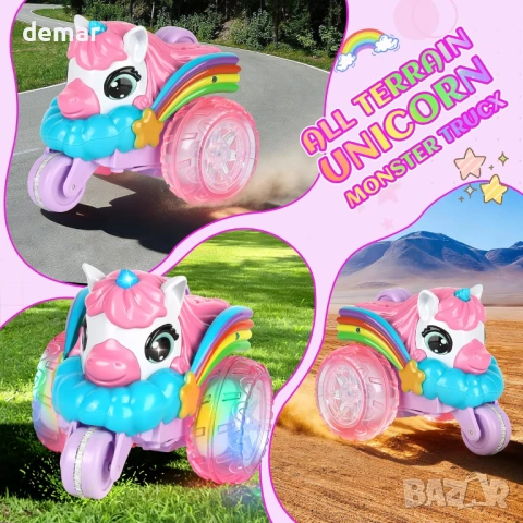 Количка с дистанционно управление за момичета, Еднорог с LED светлина, снимка 4 - Електрически играчки - 54064568