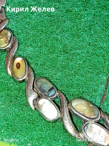 Сребърно колие с КРАЛСКИ СЕДЕФ винтидж стил майсторска ръчна изработка 52164, снимка 5 - Колиета, медальони, синджири - 54037665