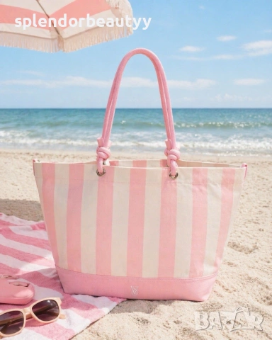 Victoria's Secret Heritage Stripe Rope Handle Tote Bag Голяма дамска чанта, снимка 10 - Чанти - 54209552