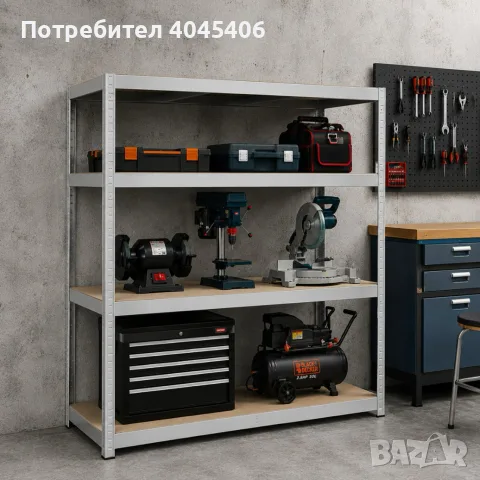 Метален гаражен стелаж HÖGLER 180x160x60 см – 4 рафта, до 1200 кг, поцинкована стомана, снимка 2 - Други стоки за дома - 55505284