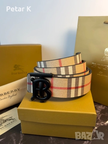 Мъжки Колан Естествена Кожа Burberry, снимка 4 - Колани - 54678805