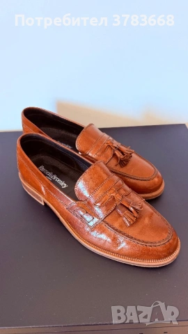 Мъжки кестеняви кожени мокасини с пискюли Russell & Bromley KEEBLE, снимка 2 - Официални обувки - 54332772