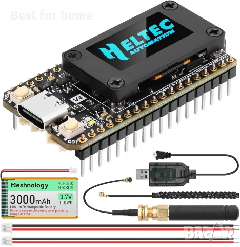 Развойна платка ESP32 LoRa V4 + батерия 3000mAh, подобрена ESP32-S3 SX1262 LoRa WiFi Bluetooth 