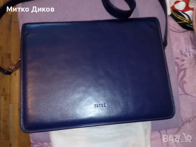 Petek 1855 маркова бизнес тъмно синя унисекс чанта нова естествена кожа 33х25х14, снимка 2 - Чанти - 55604757