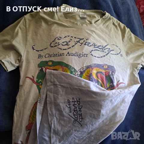 made in usa ed hardy vintage 4 cobra snakes tshirt beige, снимка 3 - Тениски - 54666864