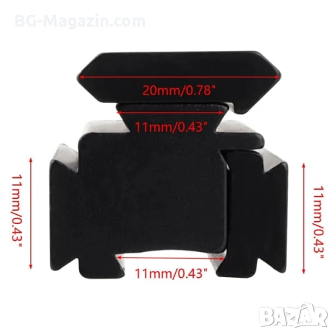 Преходна шина 11мм към 22мм Weaver Picatinny - монтаж с повдигане и релси, снимка 6 - Оборудване и аксесоари за оръжия - 54027573