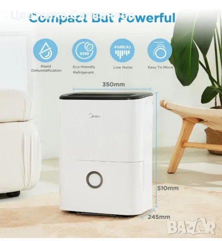 Влагоабсорбатор Midea DF-20DEN7-WF 20 л/24 ч, снимка 12 - Влагоабсорбатори и влагоуловители - 55475131