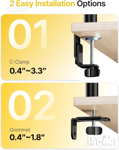 monTEK Стабилна стойка за 3 монитора 17”-32”, до 10 кг на рамо, VESA 75x75mm/100x100mm, снимка 5 - Друга електроника - 54449223