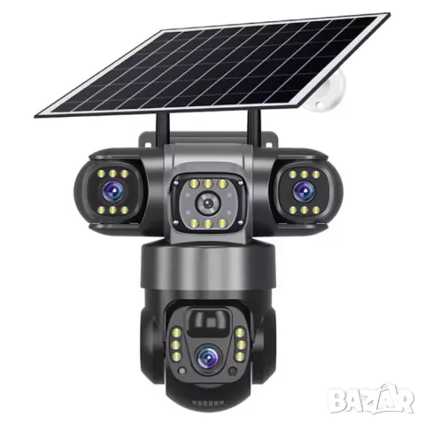 12MP HD Smart 4G Соларна Камера Три Обектива PTZ 3 Екранни PIR Камери за Разпознаване на Човек 