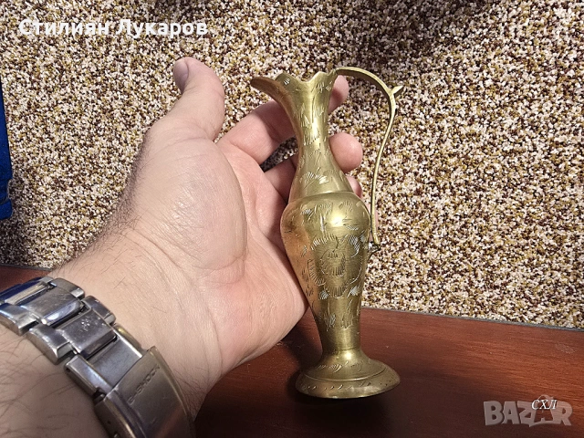 Лот медни антики - кана, амфора, вазичка, парфюмник, мастилница, снимка 5 - Антикварни и старинни предмети - 54574405