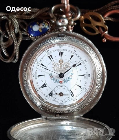 Старинен  Османски сребърен джобен часовник J.Dent. London, снимка 8 - Антикварни и старинни предмети - 54100452