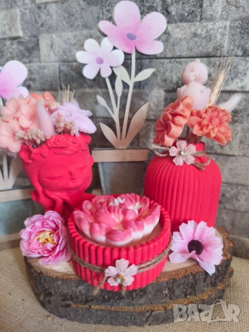 Ръчно изработени керамични декорации със сапунени цветя 