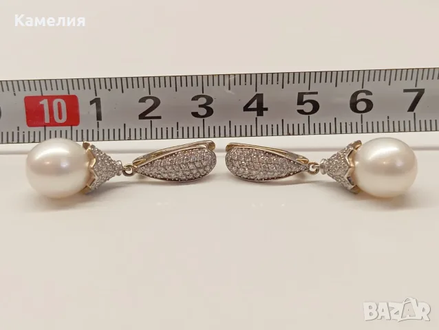 Руско злато. Обеци с брилианти. , снимка 6 - Обеци - 55299565
