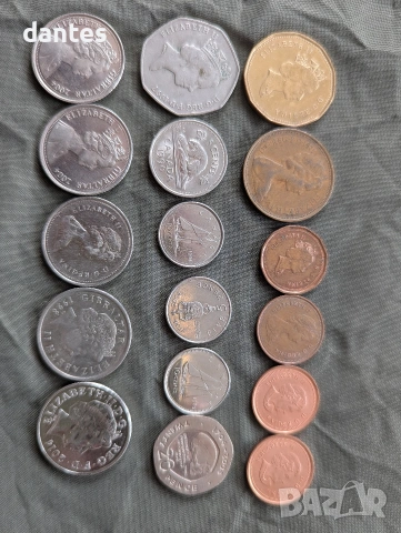 Монети 17 бр. Гибралтар Gibraltar coins 8бр., Канада CAD Canadian dollar CA$ 9 бр.