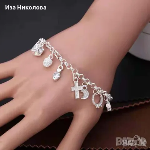 Сребърни гривни с рубини и сапфири, снимка 15 - Колиета, медальони, синджири - 40762157