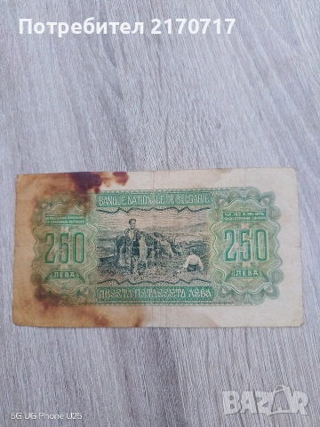 Банкнота 250 лева 1943 година, снимка 2 - Нумизматика и бонистика - 54997088